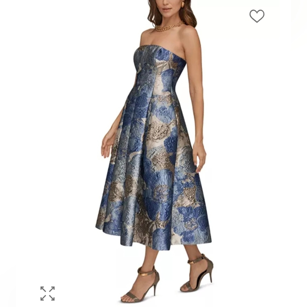 Donna Karan Strapless Jaquard Midi Dress 2 $379 - Picture 10 of 13